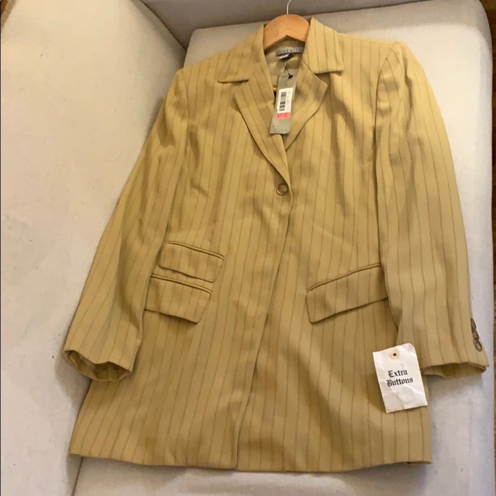 NWT Anne Klein Tan Pinstripe Blazer